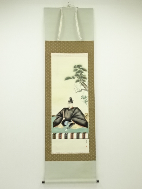 JAPANESE HANGING SCROLL / HAND PAINTED / MAN IN THE PAST ERA